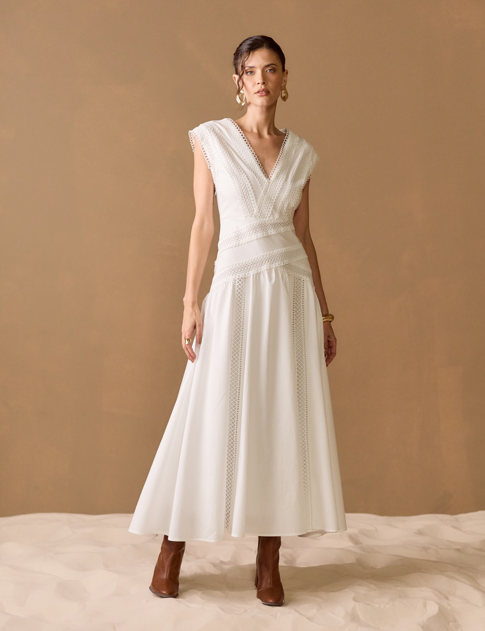 Vestido Tricoline Corina Off White 