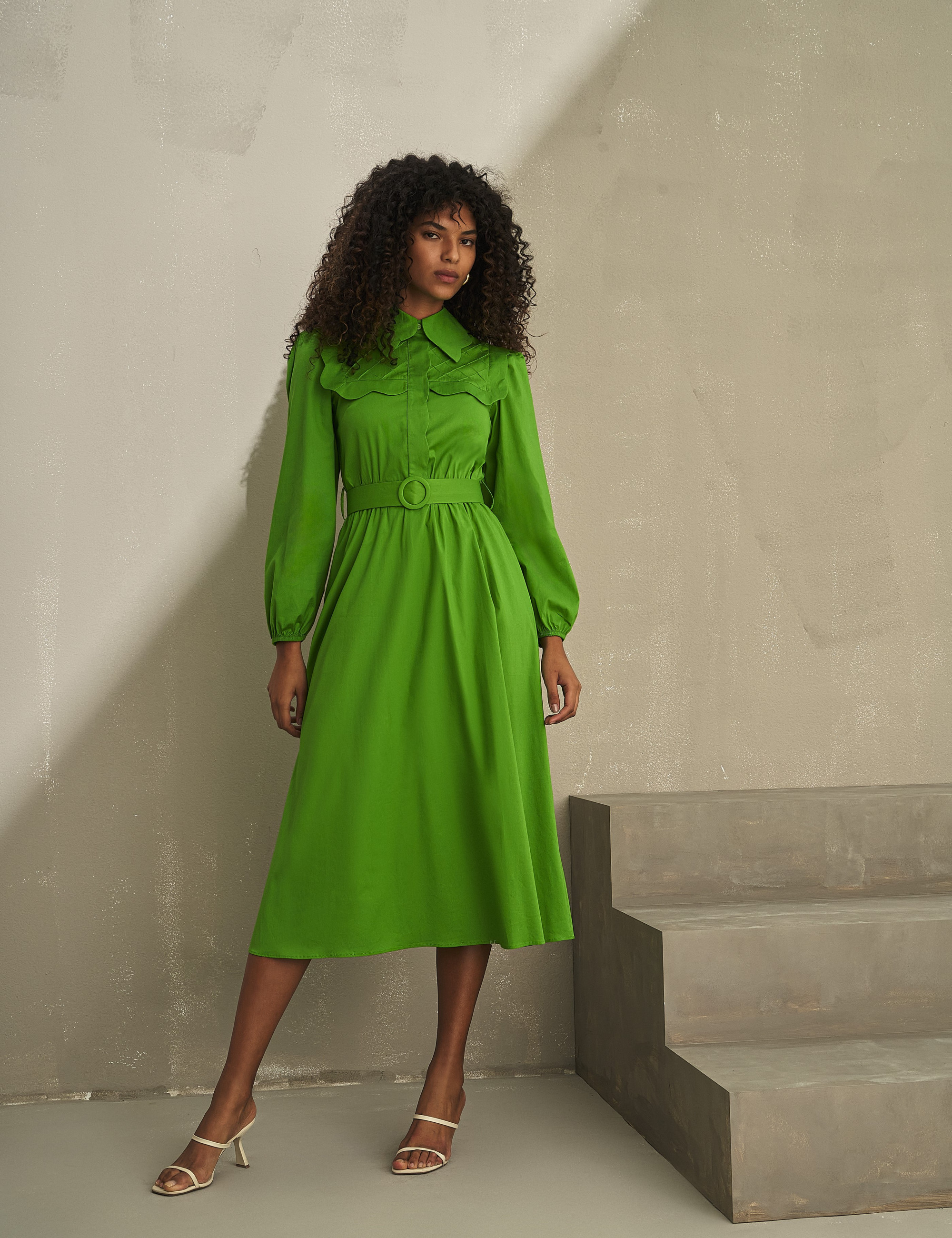 Vestido Midi nuvem Maitê Verde