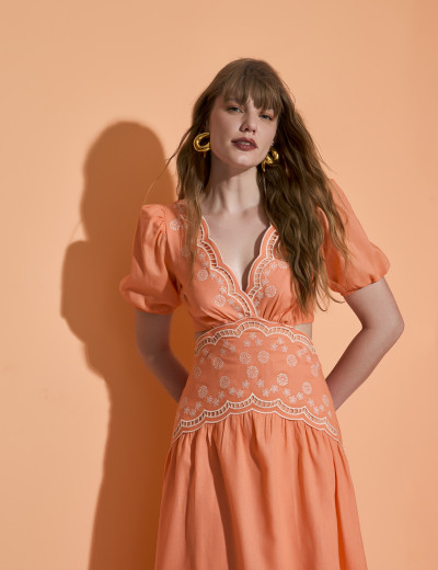 Vestido Manga Curta Winona Laranja