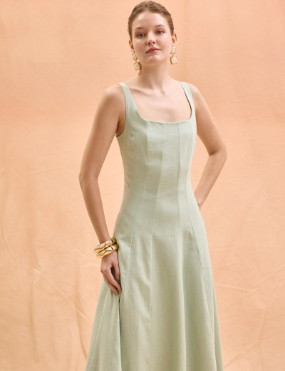 Vestido Evasê Wilma Verde Claro