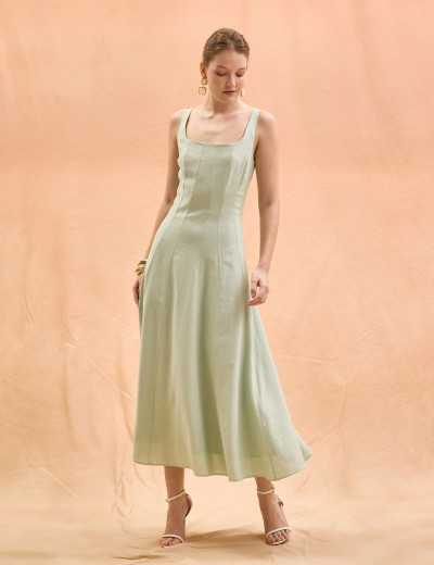 Vestido Evasê Wilma Verde Claro