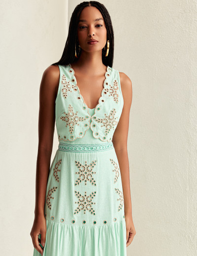 Vestido Linho Miquelina Verde