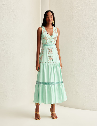 Vestido Linho Miquelina Verde