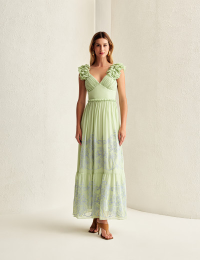 Vestido Chiffon Savanna Verde Claro