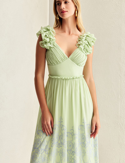Vestido Chiffon Savanna Verde Claro