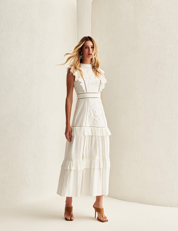 Vestido Bordado Maria Off White