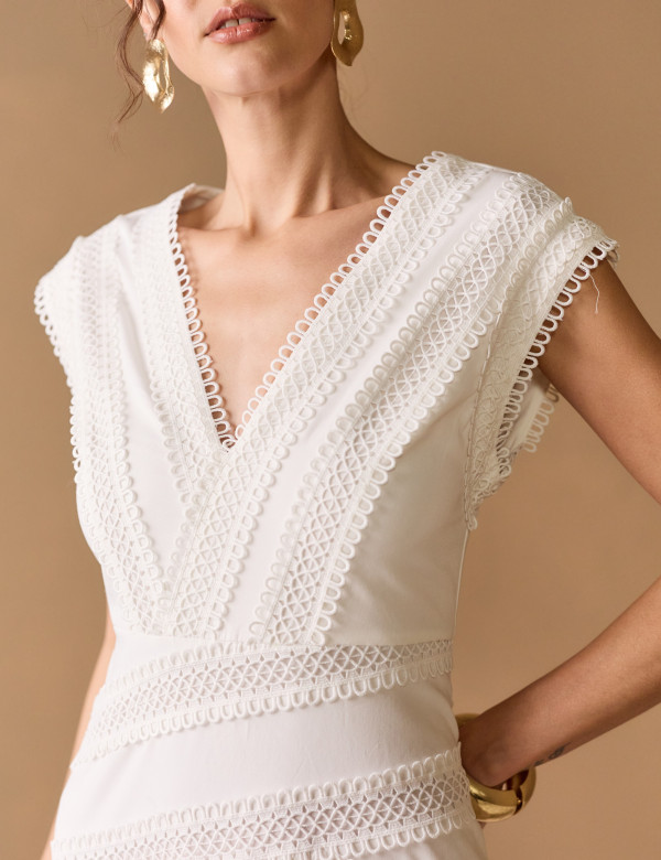 Vestido Tricoline Corina Off White 