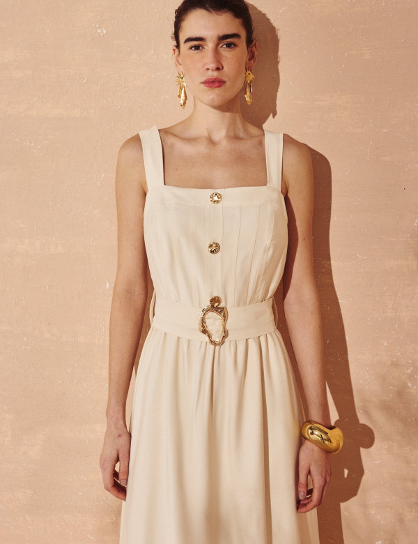 Vestido Viscose Sofia Areia