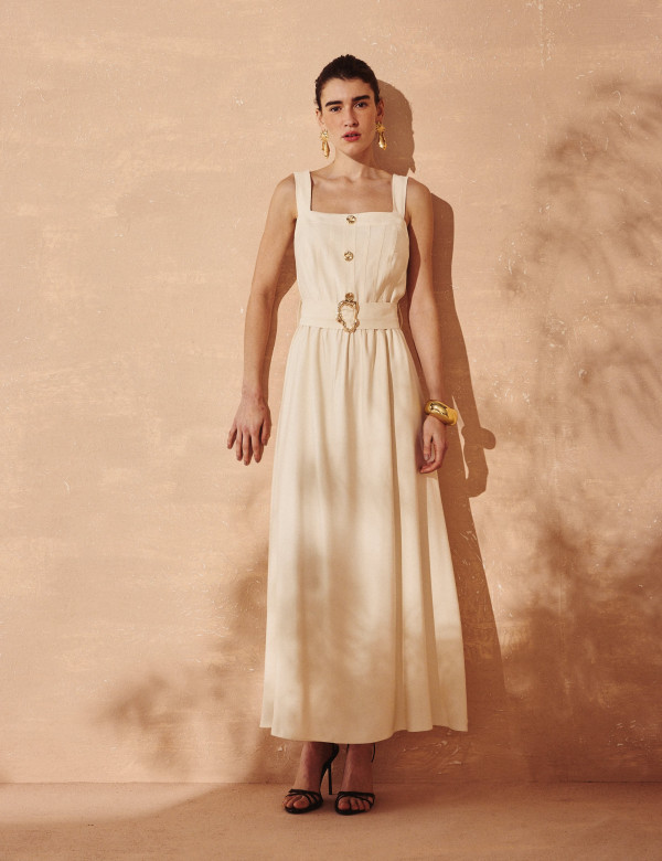 Vestido Viscose Sofia Areia