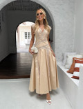 Vestido Tricoline Corina Bege