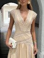 Vestido Tricoline Corina Bege