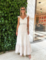 Vestido Viscose Listrado Off White