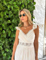 Vestido Viscose Listrado Off White
