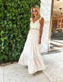 Vestido Viscose Listrado Off White