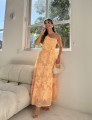 Vestido Guipir Flor 3D Kylie Laranja 