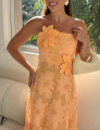 Vestido Guipir Flor 3D Kylie Laranja 