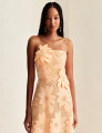 Vestido Guipir Flor 3D Kylie Laranja 