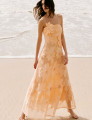 Vestido Guipir Flor 3D Kylie Laranja 