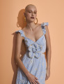 Vestido Bordado Hortência Azul