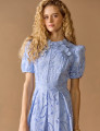 Vestido Richelieu Flor 3D Maggie Azul