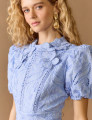 Vestido Richelieu Flor 3D Maggie Azul