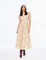 Vestido Richelieu Flor 3D Maggie Bege 