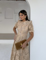 Vestido Richelieu Flor 3D Maggie Bege 