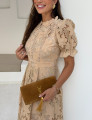 Vestido Richelieu Flor 3D Maggie Bege 