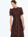 Vestido Richelieu Flor 3D Maggie Marrom
