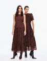 Vestido Richelieu Flor 3D Maggie Marrom
