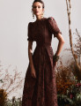 Vestido Richelieu Flor 3D Maggie Marrom