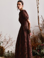Vestido Richelieu Flor 3D Maggie Marrom