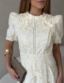 Vestido Richelieu Flor 3D Maggie Off White