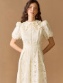 Vestido Richelieu Flor 3D Maggie Off White