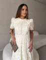 Vestido Richelieu Flor 3D Maggie Off White