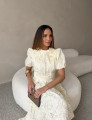 Vestido Richelieu Flor 3D Maggie Off White