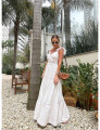 Vestido Viscose Listrado Off White