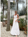 Vestido Viscose Listrado Off White