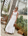 Vestido Viscose Listrado Off White