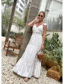 Vestido Viscose Listrado Off White