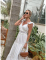 Vestido Viscose Listrado Off White